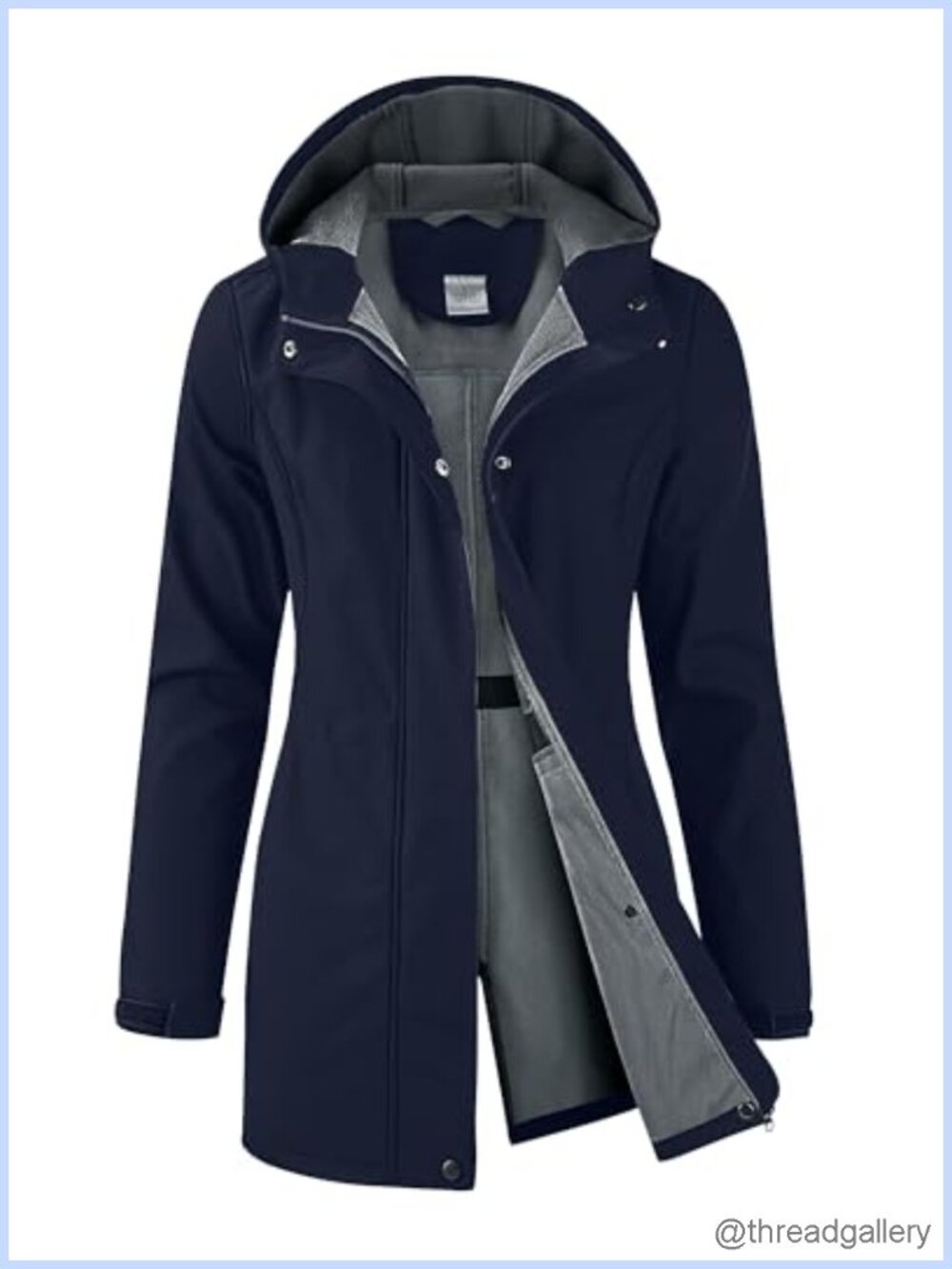 Women's Waterproof Softshell Rain Jacket Fleece Lined Hood Long Coat